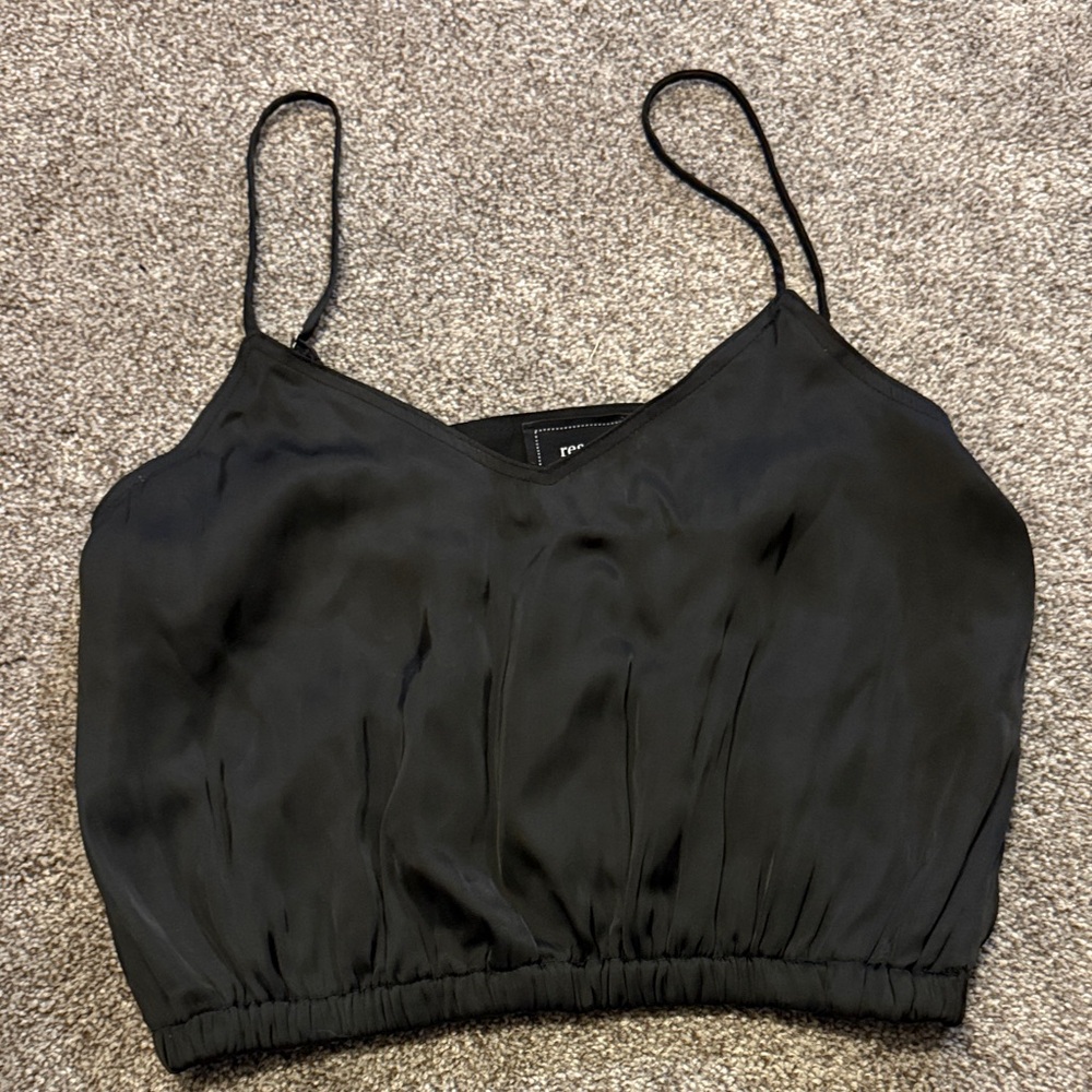 Black Satin Spaghetti-Strap Camisole Top